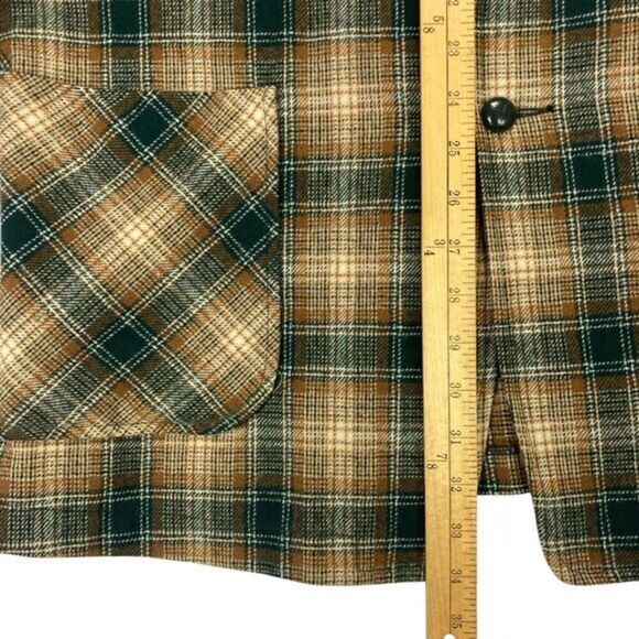 Pendleton Vintage Flannel Jacket Shirt Sz L 1960's Plaid Wool Sport Coat Shacket - Picture 10 of 16